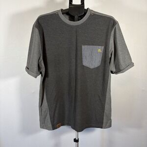 Men's Large McDonald's Fast Food Restaurant Gray Crew Shirt Patch Logo Shirt